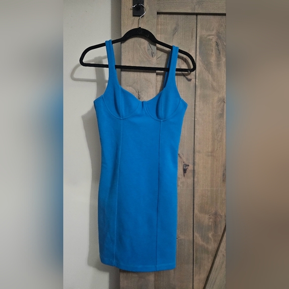 ZARA Corset Stitch Sleeveless Bodycon Mini Dress In Electric Blue. Size Medium - Picture 8 of 12